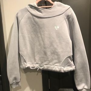 True mesh Cropped hoodie grey